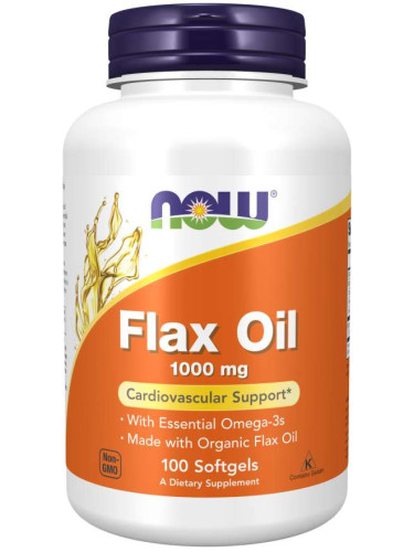 NOW - Flax Oil Organic 1000 МГ - 100 Дражета