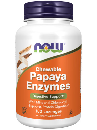 NOW - Papaya Enzymes - 180 Дъвчащи Таблетки