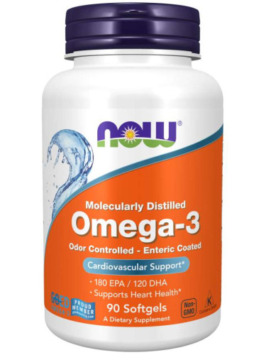 NOW - Omega-3 Enteric Coated - 90 дражета