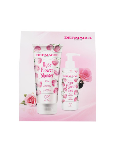 Dermacol Rose Flower Подаръчен комплект душ крем Rose Flower Shower 200 ml + крем за ръце Rose Flower Care 150 ml