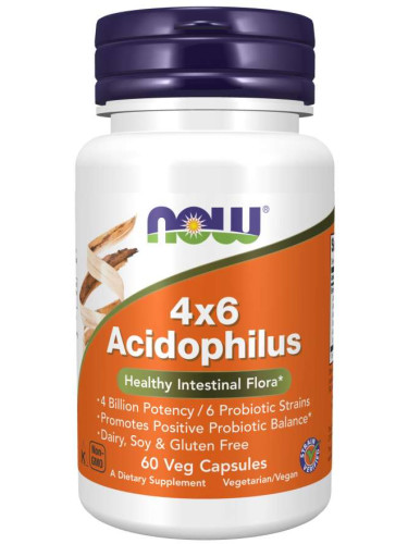 NOW - ПРОБИОТИК Acidophilus 4x6 - 60 Капсули