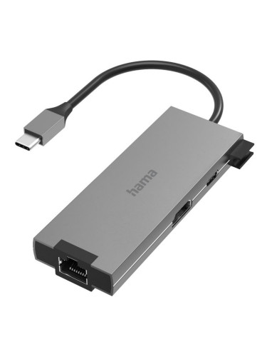 Докинг станция Hama Multiport 200109, от USB C към 1x USB C, 2x USB A, 1x HDMI, 1x RJ45, сива