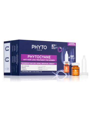 Phyto Phytocyane Anti-Hair Loss Treatment For Women целенасочена грижа против косопад за жени 12x5 мл.