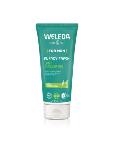 Weleda Energy Fresh 3in1 почистващ гел 3 в 1 за коса и тяло за мъже 200 мл.