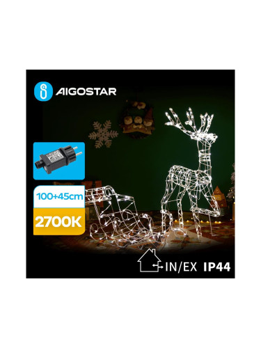 Aigostar-LED Екстериорен декорация LED/3,6W/31/230V 2700K 90/45 см IP44 северен елен с шейна