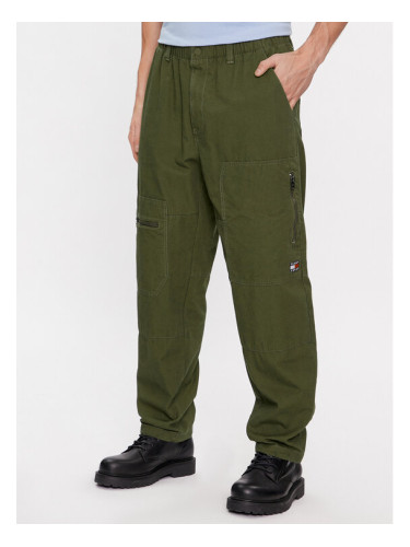 Tommy Jeans Текстилни панталони DM0DM17689 Зелен Baggy Fit