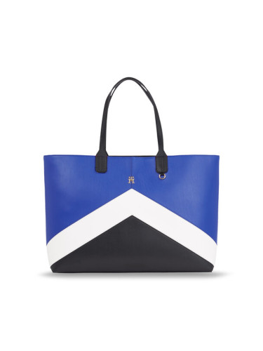 Tommy Hilfiger Дамска чанта Iconic Tommy Tote Chevron AW0AW15204 Син