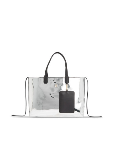 Tommy Hilfiger Дамска чанта Iconic Tommy Tote Metal AW0AW15202 Сив