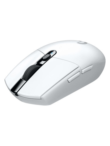 Мишка Logitech G305 Lightspeed, оптична (12 000 dpi), безжична, USB, бяла, гейминг, 6 програмируеми бутона