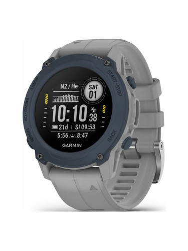 Смарт часовник Garmin Descent G1 - Powder Gray (010-02604-11), 23 x 23 мм диаметър на MIP дисплея, Bluetooth Smart, ANT+, до 21 дни живот на батерията, гмуркане до 100m, GPS, акселерометър, пулсомер, компас, термометър, Connect IQ, светлосив