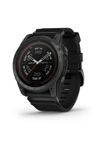 Смарт часовник Garmin tactix 7 Pro Edition 010-02704-11, 1.4 (3.55 cm) трансфлективен MIP дисплей, GPS, Bluetooth, ANT+, Wi-Fi, 32GB вградена памет, до 16 часа време на работа, водоустойчив 10 ATM, соларно зареждане, черен