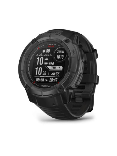 Смарт часовник Garmin Instinct 2X Solar Tactical Edition Black, 1.1" x 1.1" (2.7 x 2.7cm), MIP дисплей, до 60 часа време на работа в GPS режим, пулсомер, слънчево зареждане, GPS, фитнес режими, черен