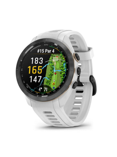 Смарт часовник Approach S70, 1.2" (3.04cm) AMOLED дисплей, Bluetooth, Wi-Fi, 5ATM, до 10 дни време на работа, GPS, пулсомер, следене на съня, 32GB Flash памет, черен безел с бяла каишка