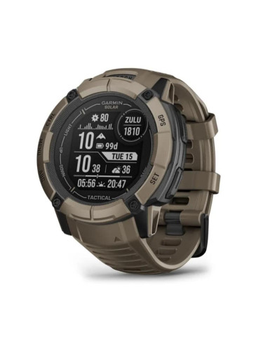Смарт часовник Garmin Instinct 2X Solar Tactical Edition Coyote, 1.1" x 1.1" (2.7 x 2.7cm), MIP дисплей, до 60 часа време на работа в GPS режим, пулсомер, слънчево зареждане, GPS, фитнес режими, кафяв