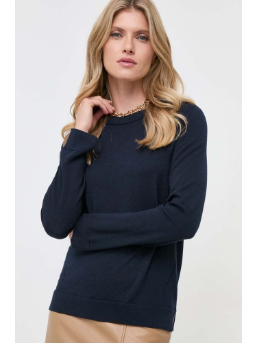 Вълнен пуловер BOSS дамски в тъмносиньо от лека материя 50492551