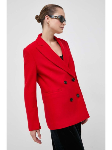 Вълнено сако MAX&Co. в червено с двуредно закопчаване с изчистен дизайн