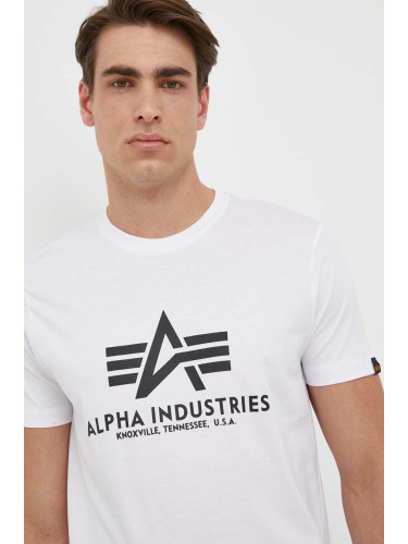 Памучна тениска Alpha Industries Basic T-Shirt в бяло с принт 100501.09