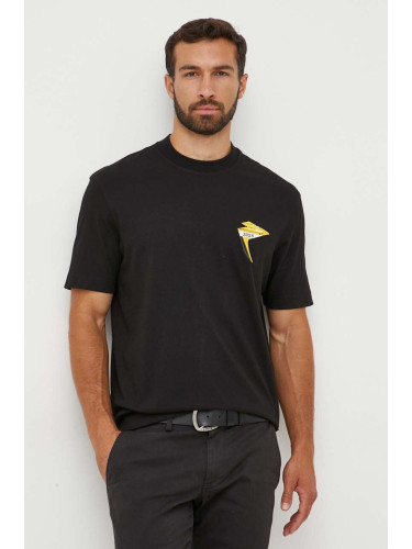 Тениска BOSS ORANGE в черно с апликация