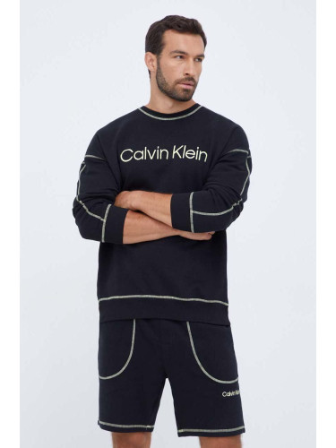Домашен суичър от памук Calvin Klein Underwear в черно с принт