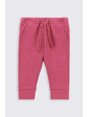 Бебешки спортен панталон Coccodrillo в розово с десен