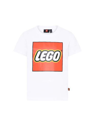 Детска памучна тениска Lego в бяло с принт
