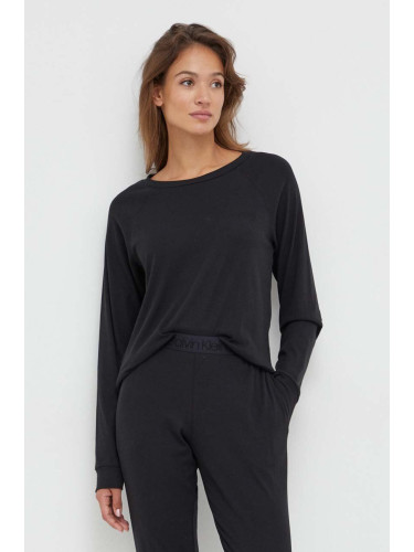 Горнище на пижама с дълги ръкави Calvin Klein Underwear в черно