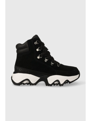 Велурени обувки Sorel KINETIC IMPACT CONQUEST в черно с платформа 2058691010