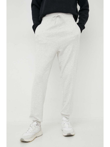 Памучен спортен панталон BOSS ORANGE в сиво с меланжов десен