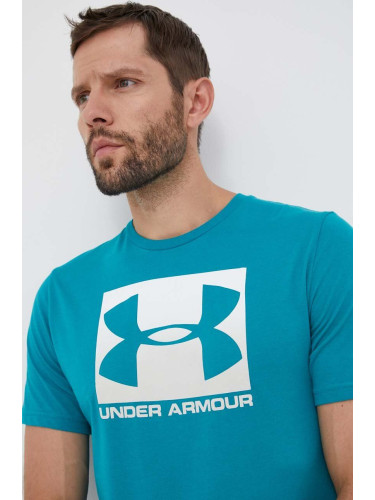 Тениска Under Armour в зелено с принт