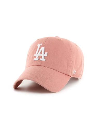 Памучна шапка с козирка 47 brand MLB Los Angeles Dodgers в оранжево с апликация