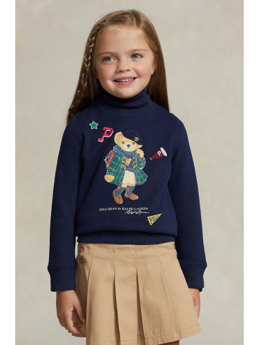 Детска блуза с дълги ръкави Polo Ralph Lauren в тъмносиньо с принт