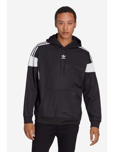 Суичър adidas Originals Adicolor Classics Cut Line Hoodie в черно с качулка с десен