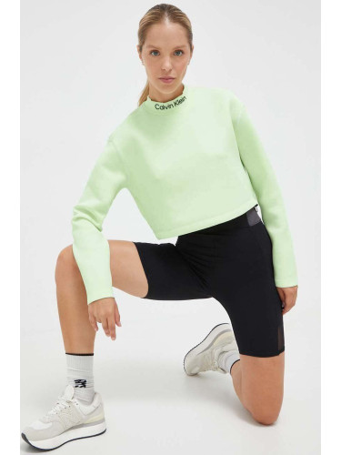 Суичър за трениране Calvin Klein Performance в зелено с принт
