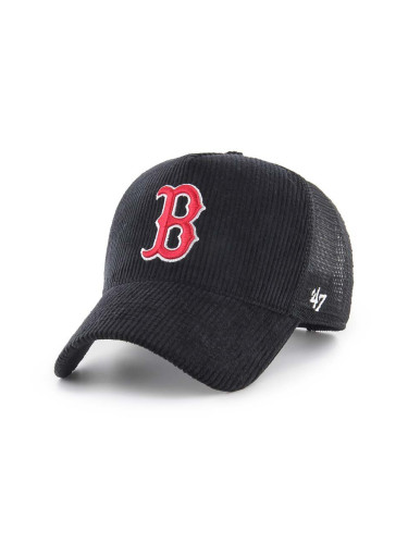 Шапка с козирка 47 brand MLB Boston Red Sox в черно с апликация