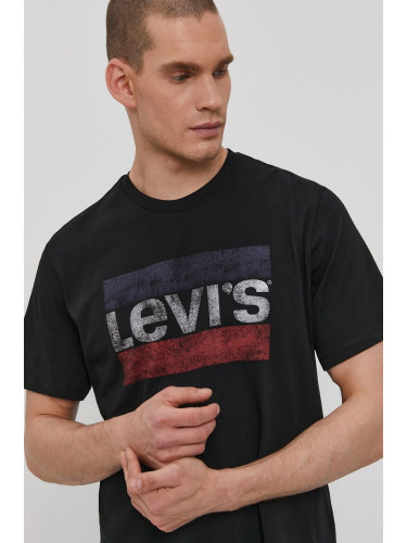 Тениска Levi's мъжка в черно с принт