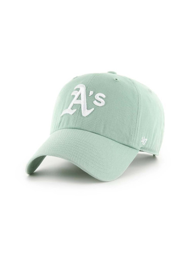 Памучна шапка с козирка 47 brand MLB Oakland Athletics в зелено с апликация