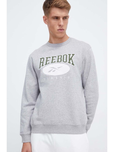 Суичър Reebok Classic в сиво с апликация