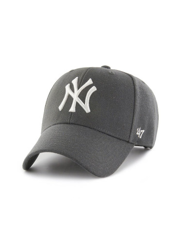 Шапка 47 brand MLB New York Yankees в сиво с апликация