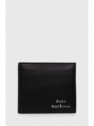 Кожен портфейл Polo Ralph Lauren мъжки в черно 405803865