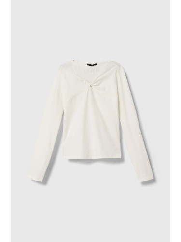 Детска блуза с дълги ръкави Sisley в бяло