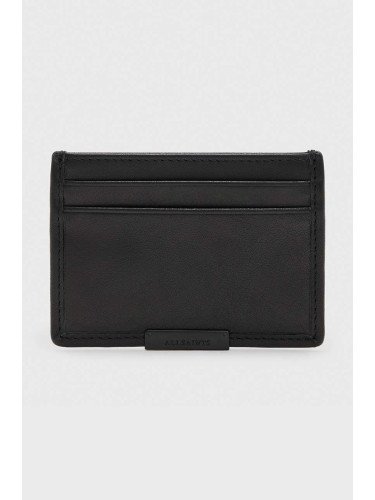 Кожен калъф за карти AllSaints DOVE CARDHOLDER в черно