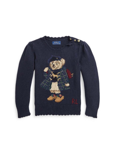 Детски памучен пуловер Polo Ralph Lauren в черно от лека материя