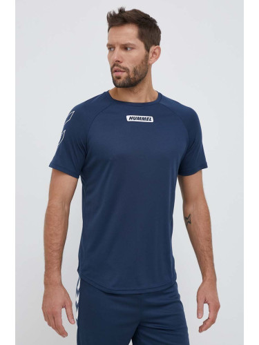 Тениска за трениране Hummel Topaz hmlTE T-SHIRT в тъмносиньо с принт