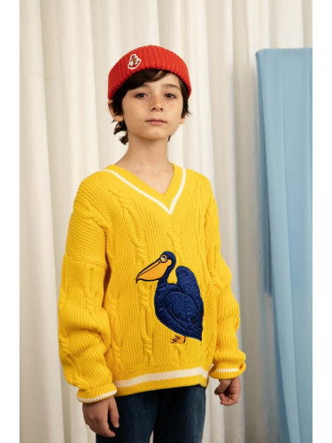 Детски памучен пуловер Mini Rodini в жълто