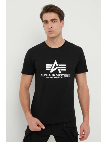 Памучна тениска Alpha Industries Basic T-Shirt Foil Print в черно с принт 100501FP.530