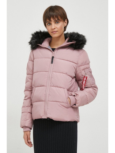 Яке Alpha Industries Hooded Puffer Wmn в розово зимен модел