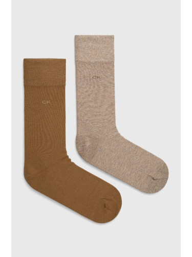 Чорапи Calvin Klein (2 броя) в кафяво 701218631