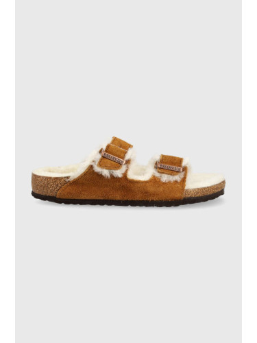 Детски велурени чехли Birkenstock в кафяво