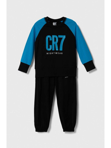 Детска памучна пижама CR7 Cristiano Ronaldo в черно с десен