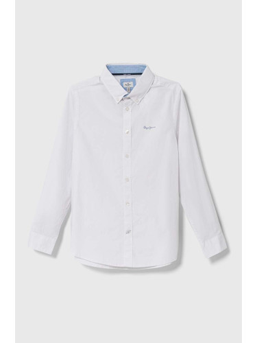 Детска памучна риза Pepe Jeans в бяло